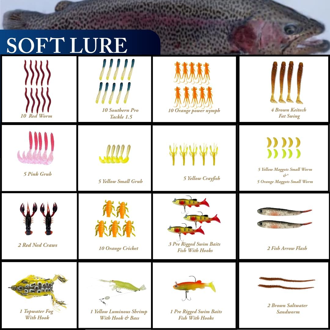 Hungryfish  Complete Fishing Lures Kit with Tackle Box - 320 Packs