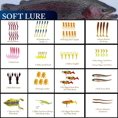 Hungryfish  Complete Fishing Lures Kit with Tackle Box - 320 Packs