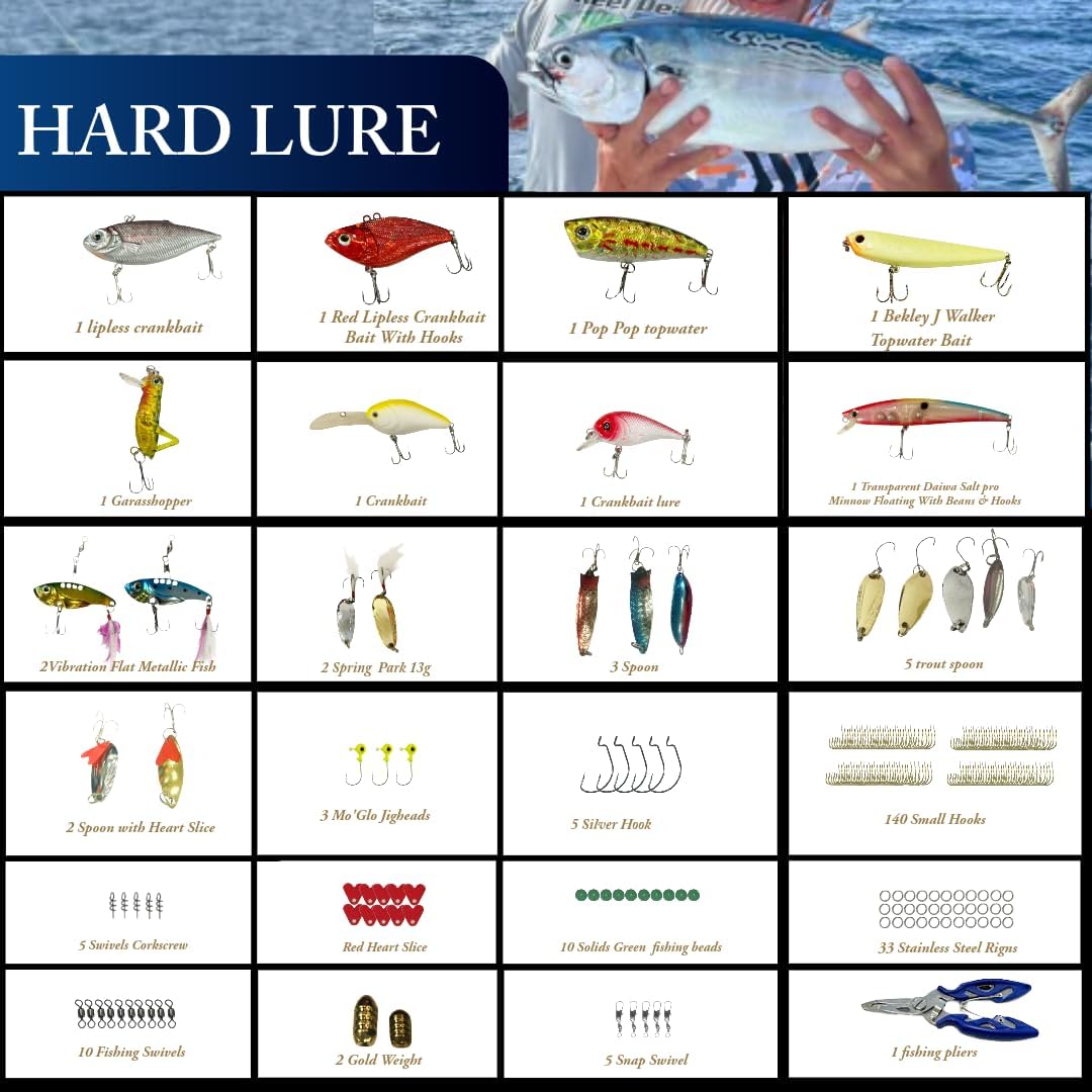 Hungryfish  Complete Fishing Lures Kit with Tackle Box - 320 Packs