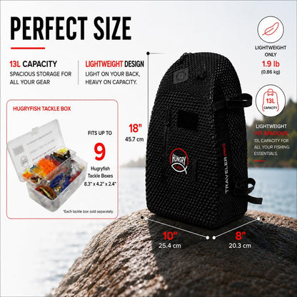 HungryFish Traveler Pro 13L Waterproof Fishing Sling Bag with Rod Holder & Net Holder, Lightweight Multi Purpose Outdoor Pack (Copy) (Copy)