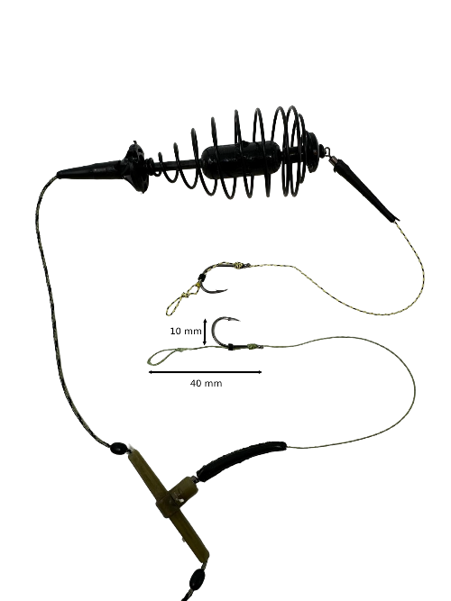 2 Pack Fishing Spring Feeder Baits Cage with 2 Hooks, Cage Hook Rigs Set with Sinker