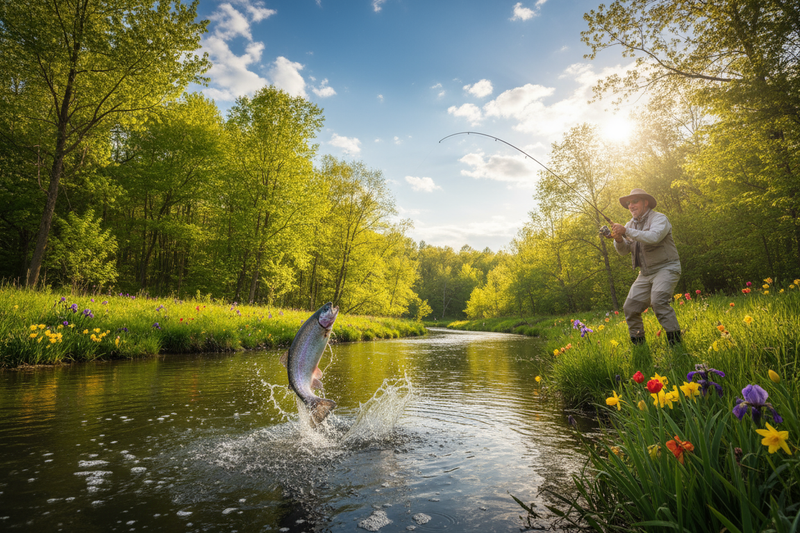 spring fishing catching a fish