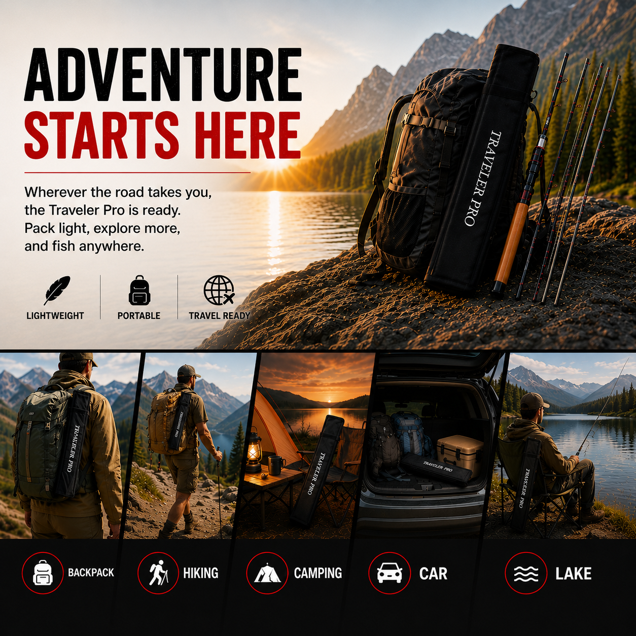 HungryFish Traveler Pro Carbon Spinning Fishing Rod